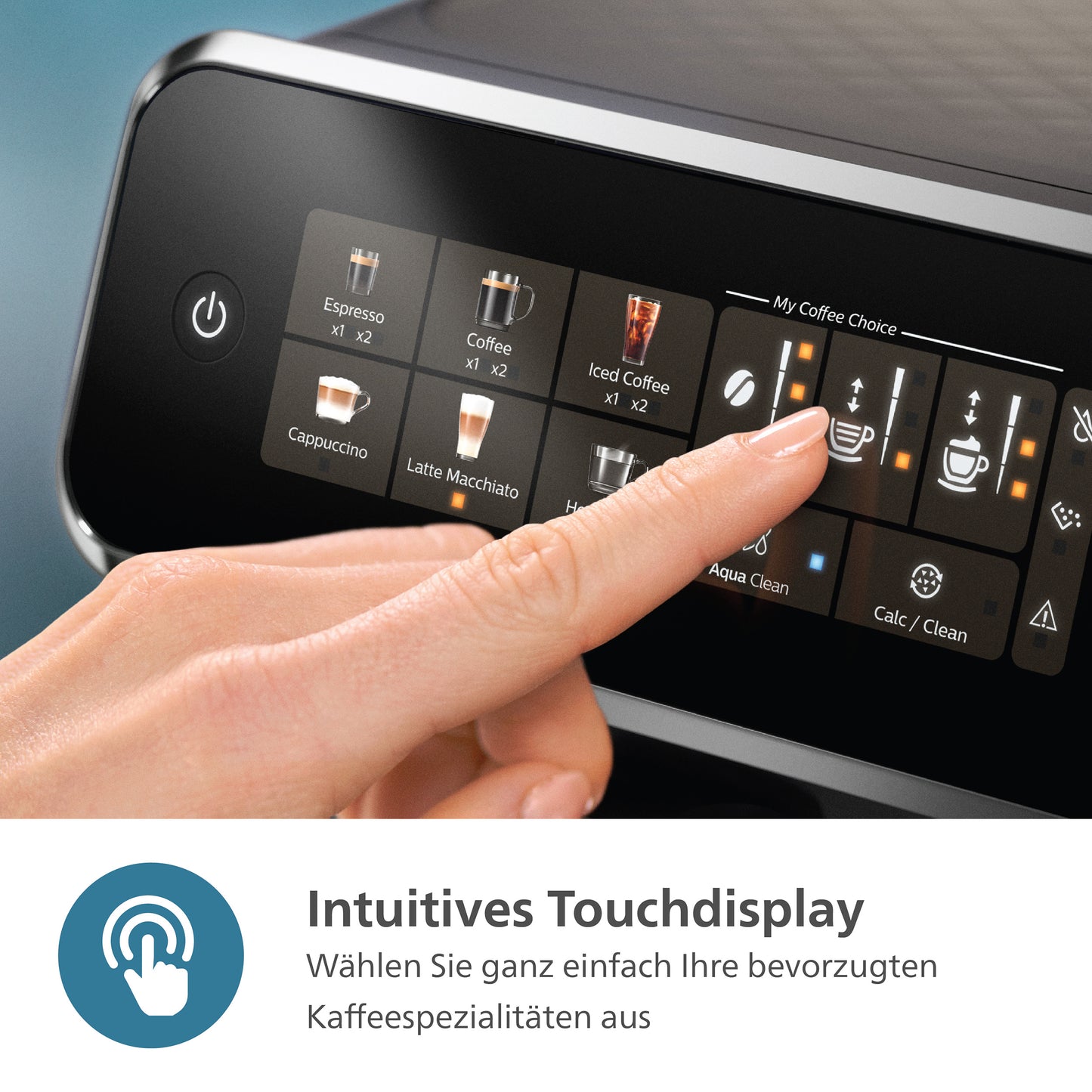 Kaffeevollautomat EP3347/90 Serie 3300 LatteGo, 5 Kaffeespezialitäten Matt-Schwarz, Silber-lackierte Arena, Edelstahl Abtropfschale